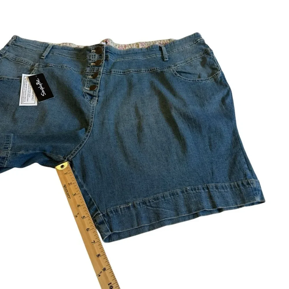 NWT Simply Be Denim Button Fly Denim Jean Shorts Plus Sz 22